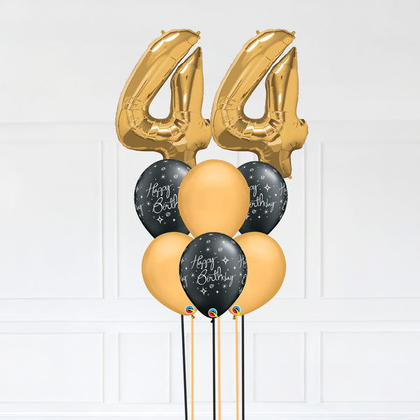 Customizable Number 44 Balloon Bouquet Gold Micro Foil Balloon with Latex Happy Birthday Balloons