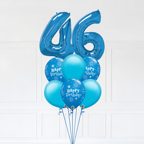 Customizable Number 46 Balloon Bouquet Blue Micro Foil Balloon with Latex Happy Birthday Balloons