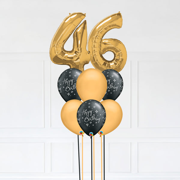 Customizable Number 46 Balloon Bouquet Gold Micro Foil Balloon with Latex Happy Birthday Balloons