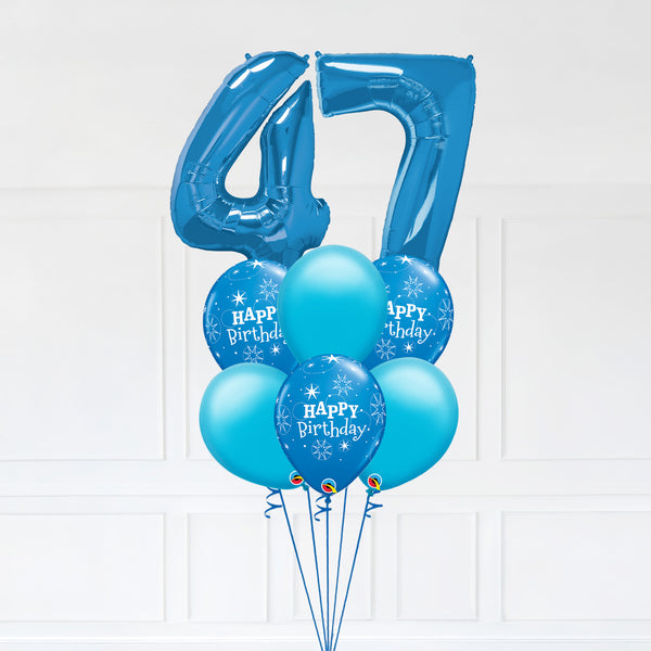 Customizable Number 47 Balloon Bouquet Blue Micro Foil Balloon with Latex Happy Birthday Balloons