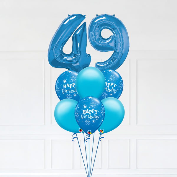 Customizable Number 49 Balloon Bouquet Blue Micro Foil Balloon with Latex Happy Birthday Balloons