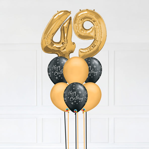 Customizable Number 49 Balloon Bouquet Gold Micro Foil Balloon with Latex Happy Birthday Balloons