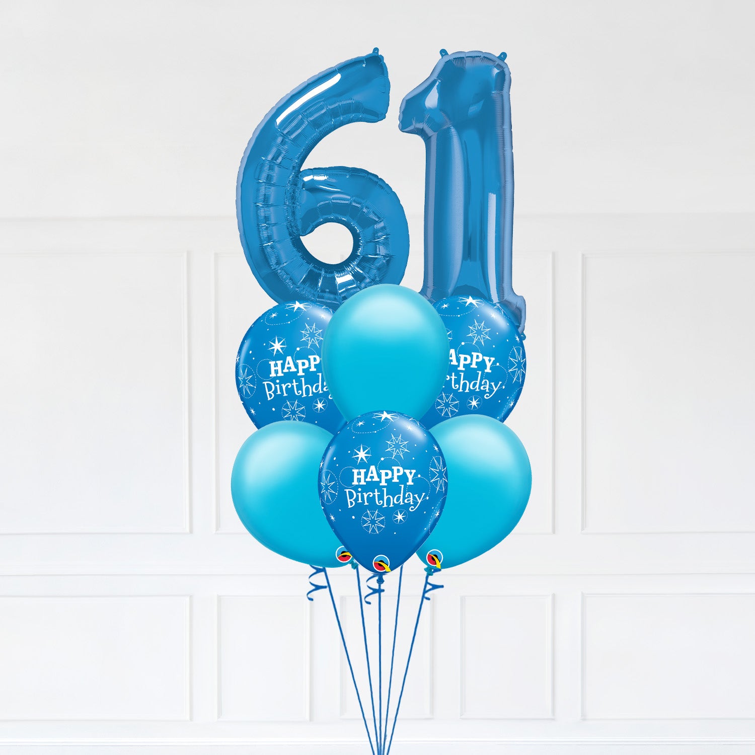 Customizable Number 61 Balloon Bouquet Blue Micro Foil Balloon with La ...