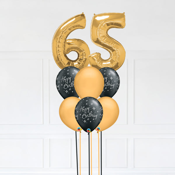 Customizable Number 65 Balloon Bouquet Gold Micro Foil Balloon with Latex Happy Birthday Balloons