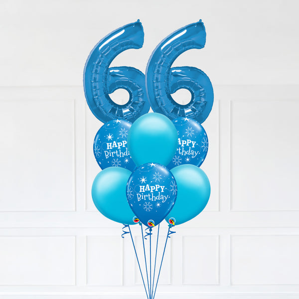 Customizable Number 66 Balloon Bouquet Blue Micro Foil Balloon with Latex Happy Birthday Balloons