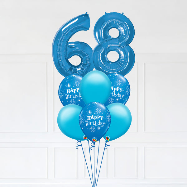 Customizable Number 68 Balloon Bouquet Blue Micro Foil Balloon with Latex Happy Birthday Balloons