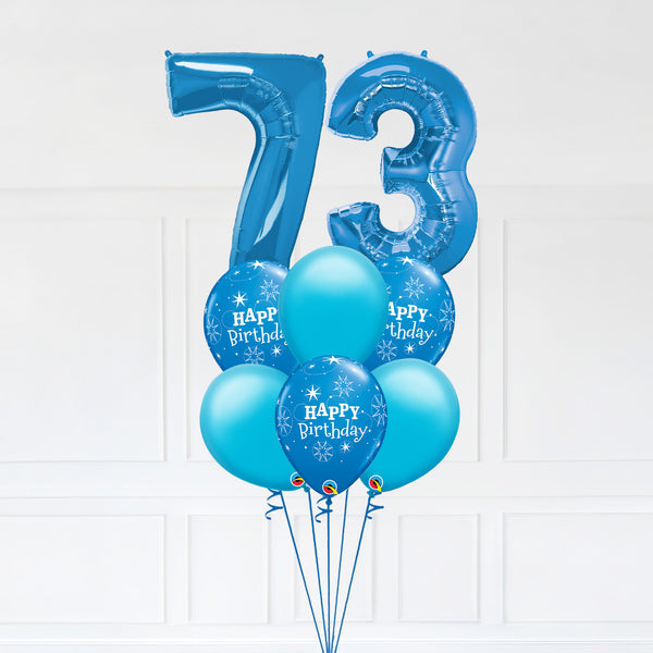 Customizable Number 73 Balloon Bouquet Blue Micro Foil Balloon with Latex Happy Birthday Balloons