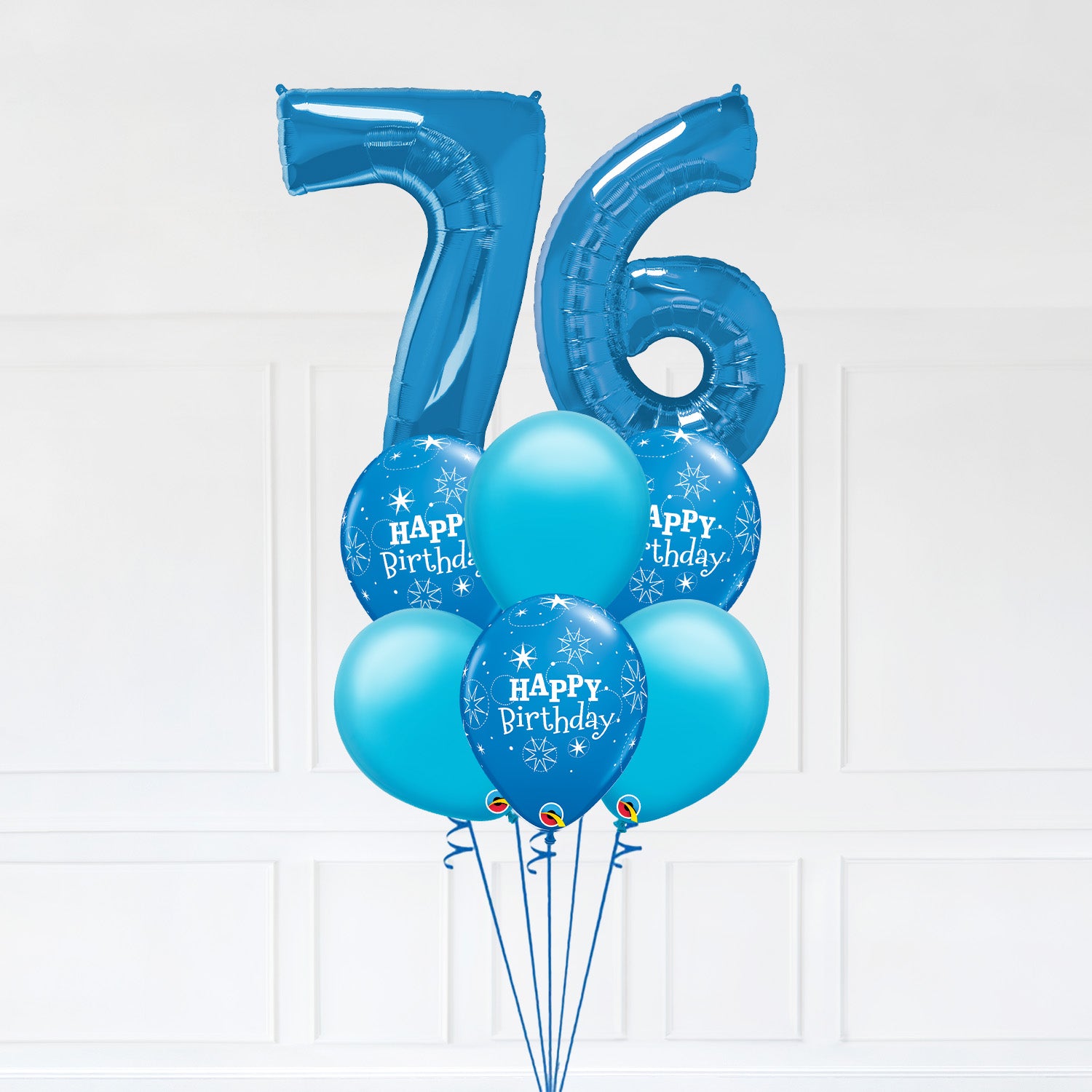 Blue 76 Customizable Number 76 Balloon Bouquet Blue Micro Foil Balloon with La ...