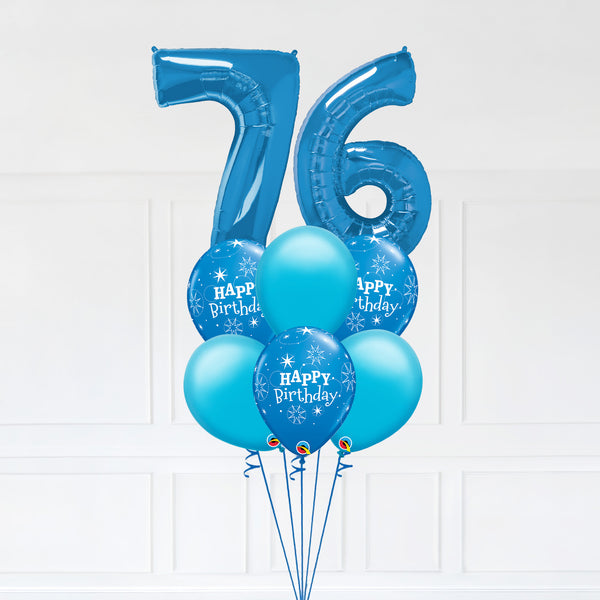 Customizable Number 76 Balloon Bouquet Blue Micro Foil Balloon with Latex Happy Birthday Balloons