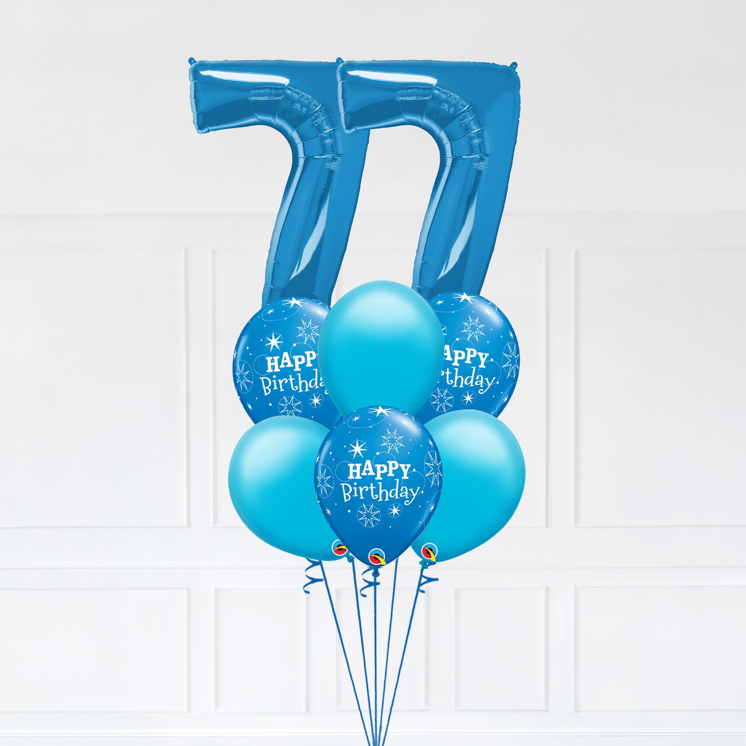 Customizable Number 77 Balloon Bouquet Blue Micro Foil Balloon with La ...