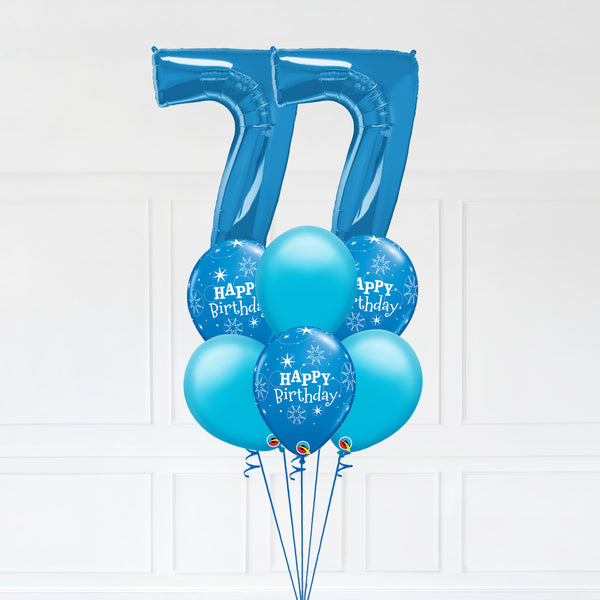 Customizable Number 77 Balloon Bouquet Blue Micro Foil Balloon with Latex Happy Birthday Balloons