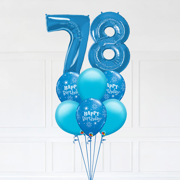 Customizable Number 78 Balloon Bouquet Blue Micro Foil Balloon with Latex Happy Birthday Balloons