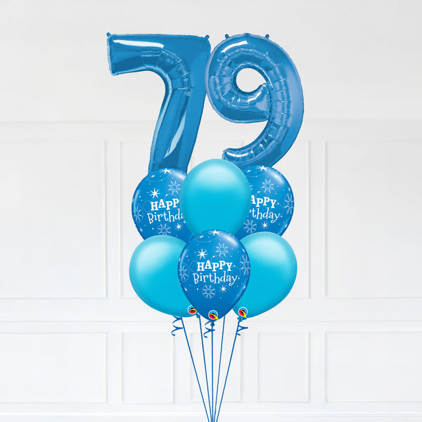 Customizable Number 79 Balloon Bouquet Blue Micro Foil Balloon with Latex Happy Birthday Balloons