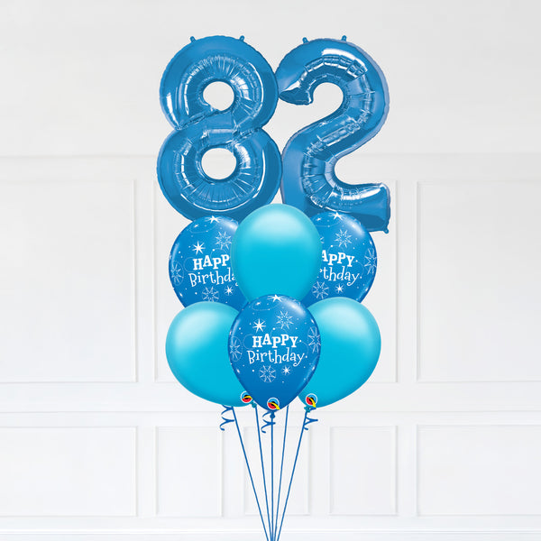 Customizable Number 82 Balloon Bouquet Blue Micro Foil Balloon with Latex Happy Birthday Balloons