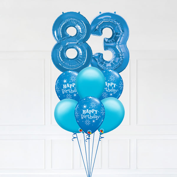 Customizable Number 83 Balloon Bouquet Blue Micro Foil Balloon with Latex Happy Birthday Balloons