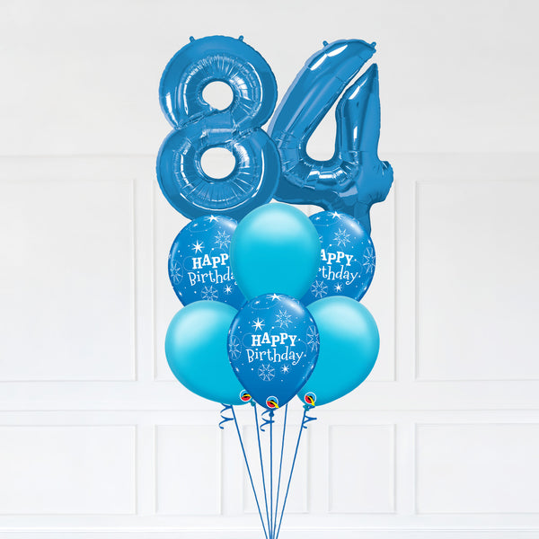 Customizable Number 84 Balloon Bouquet Blue Micro Foil Balloon with Latex Happy Birthday Balloons