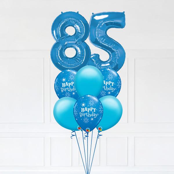 Customizable Number 85 Balloon Bouquet Blue Micro Foil Balloon with Latex Happy Birthday Balloons