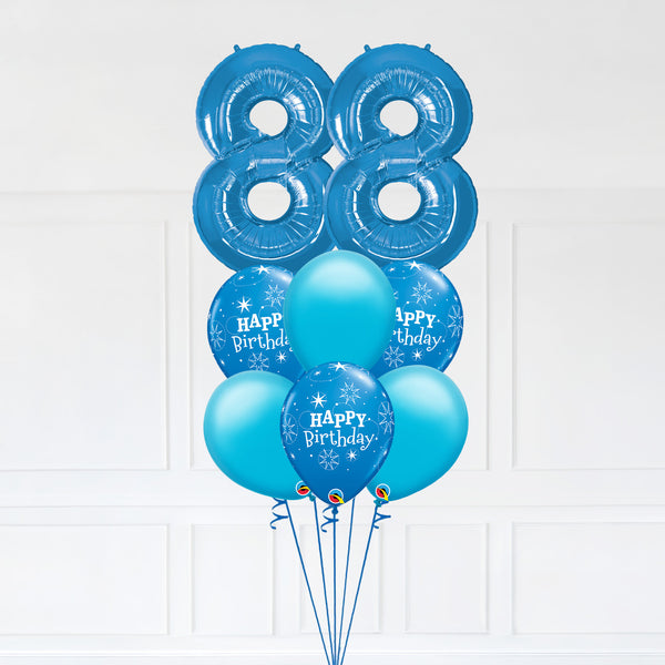 Customizable Number 88 Balloon Bouquet Blue Micro Foil Balloon with Latex Happy Birthday Balloons