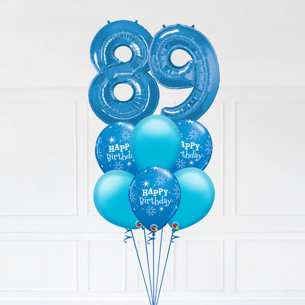 Customizable Number 89 Balloon Bouquet Blue Micro Foil Balloon with Latex Happy Birthday Balloons