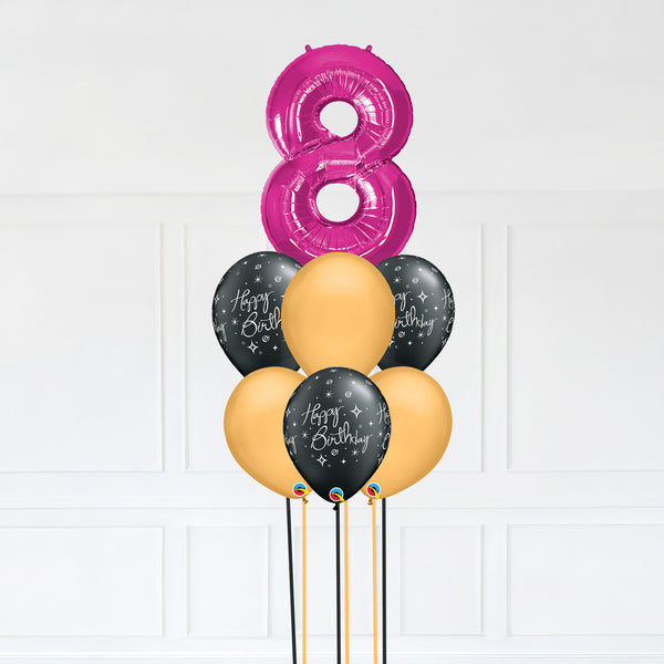 Customizable Number 8 Balloon Bouquet Pink Micro Foil Balloon with Latex Happy Birthday Balloons