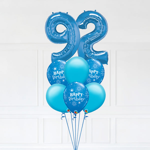 Customizable Number 92 Balloon Bouquet Blue Micro Foil Balloon with Latex Happy Birthday Balloons