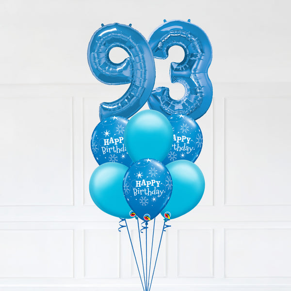 Customizable Number 93 Balloon Bouquet Blue Micro Foil Balloon with Latex Happy Birthday Balloons