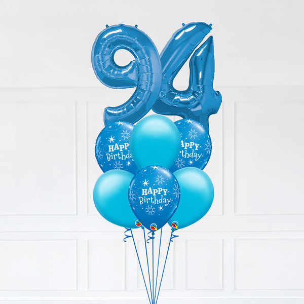 Customizable Number 94 Balloon Bouquet Blue Micro Foil Balloon with Latex Happy Birthday Balloons