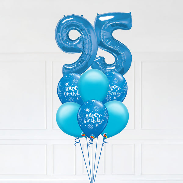 Customizable Number 95 Balloon Bouquet Blue Micro Foil Balloon with Latex Happy Birthday Balloons