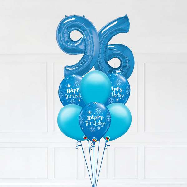 Customizable Number 96 Balloon Bouquet Blue Micro Foil Balloon with Latex Happy Birthday Balloons