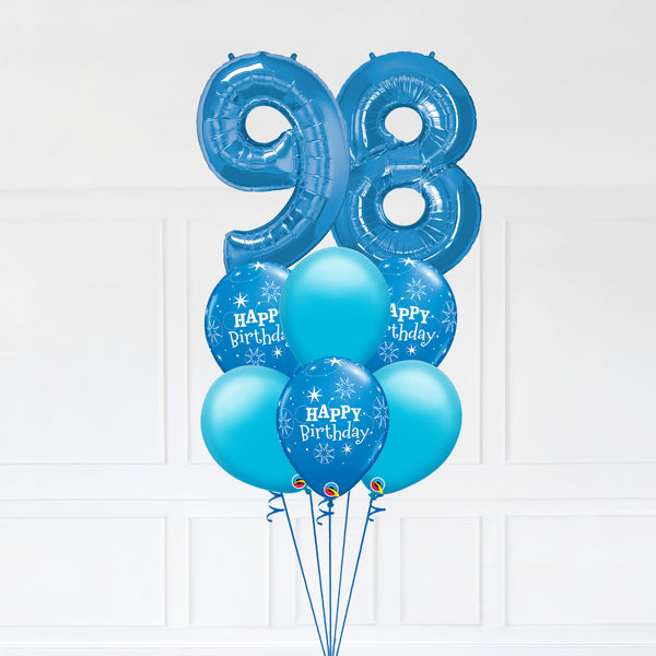 Customizable Number 98 Balloon Bouquet Blue Micro Foil Balloon with Latex Happy Birthday Balloons