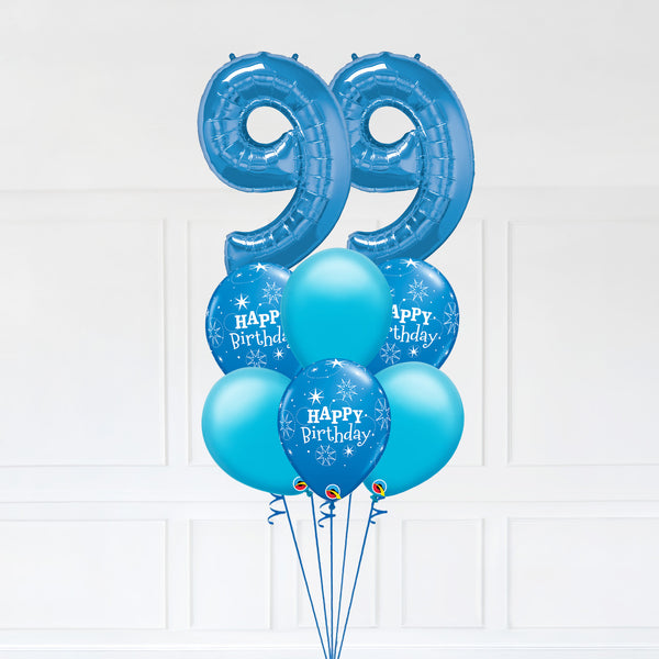 Customizable Number 99 Balloon Bouquet Blue Micro Foil Balloon with Latex Happy Birthday Balloons