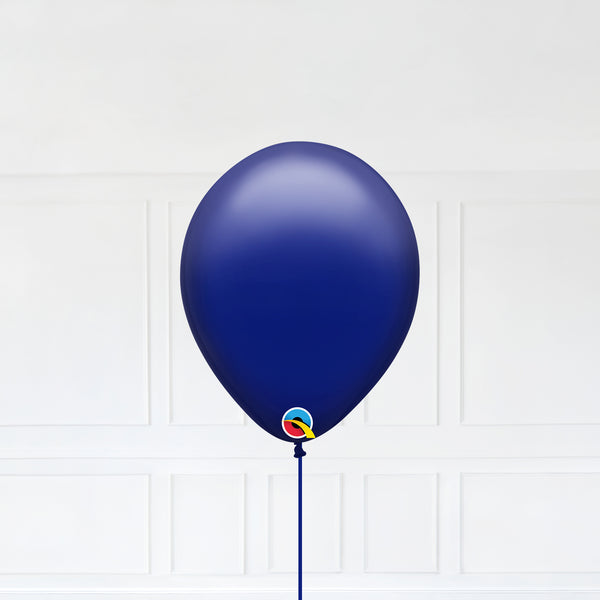 Navy color Latex balloon inflated with helium and a matching with 1.5 meter ribbon