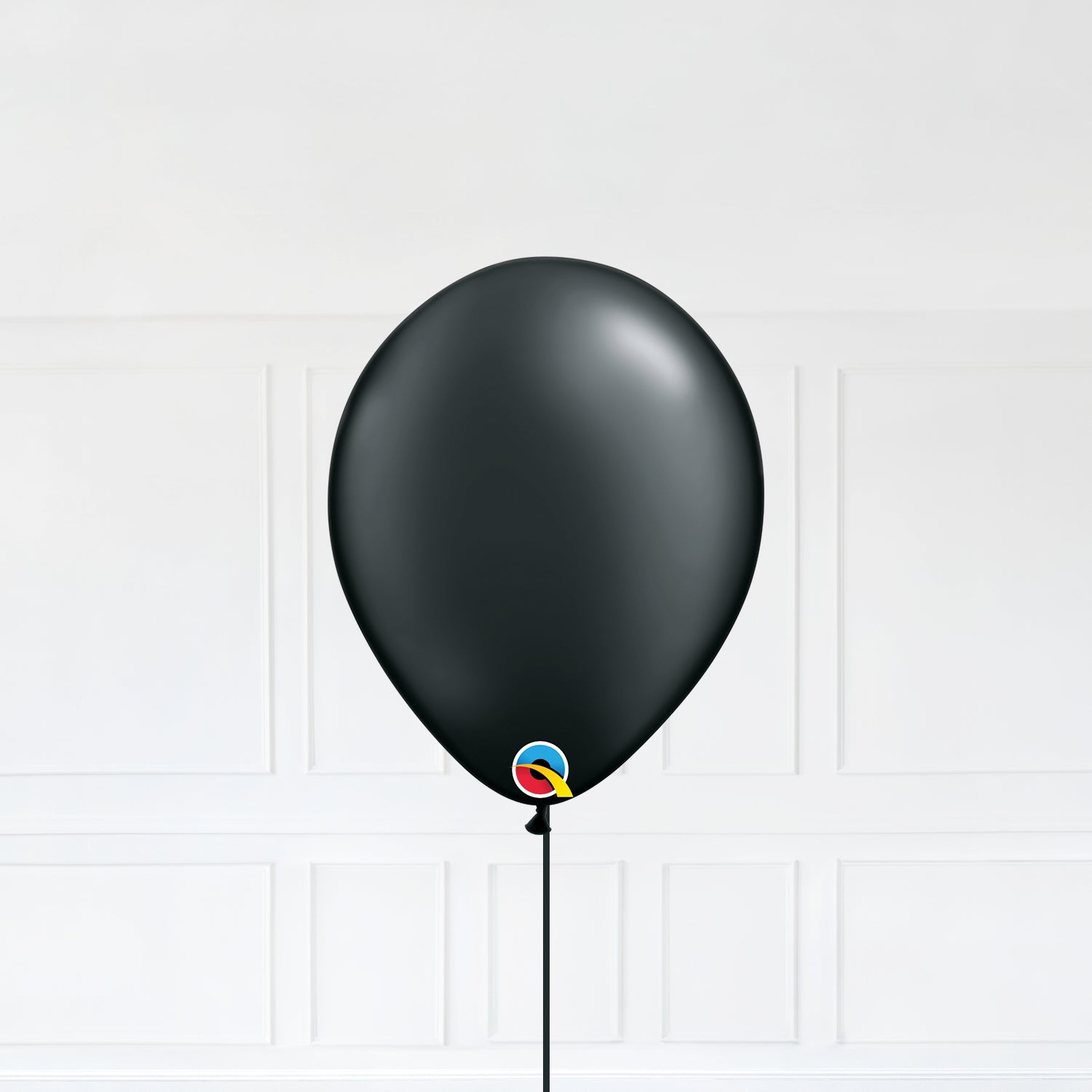 Radiant Pearl Onyx Black color Latex balloon inflated with helium and ...
