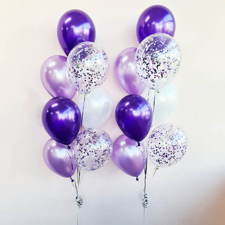 purple confetti balloon bouquet