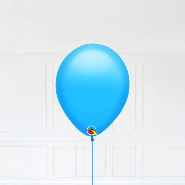 Robin's Egg Blue color Latex balloon inflated with helium and a matching with 1.5 meter ribbon