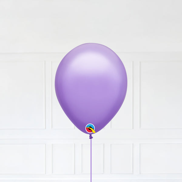 Spring Lilac color Latex balloon inflated with helium and a matching with 1.5 meter ribbon