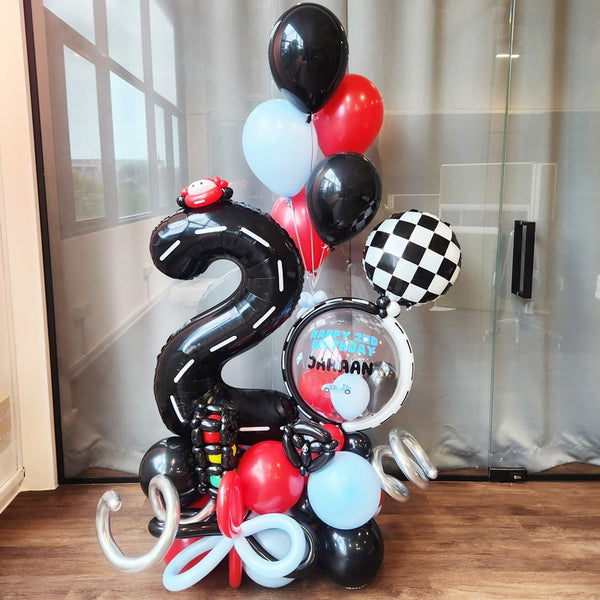 Custom Message and Black & Mix Balloons Bouquet for Birthday Arrangement