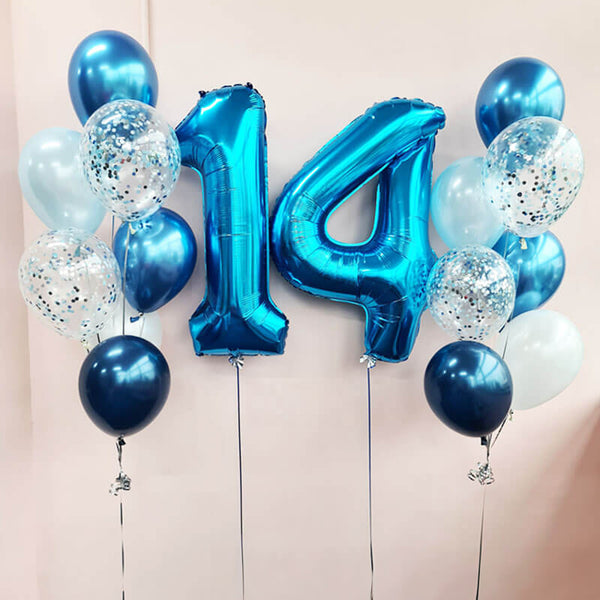 Customizable 14th Age Number Happy Birthday Balloons - Any Age Available