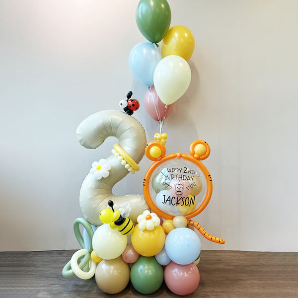 Number 2 Birthday Balloon Arrangement with Personalized Text