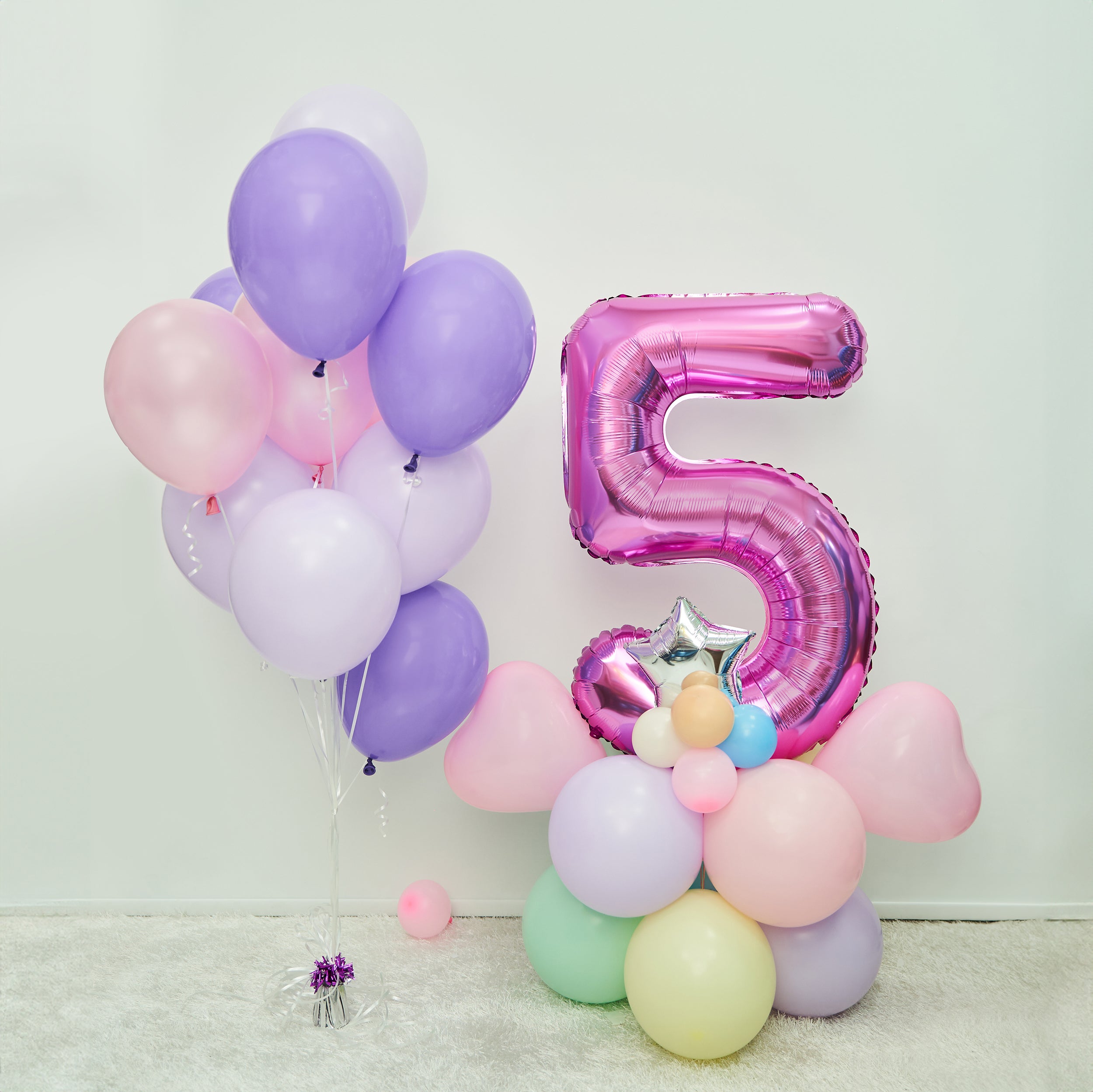 Number 5 Birthday Balloon Decoration with Balloon Helium Bouquet - ANY ...