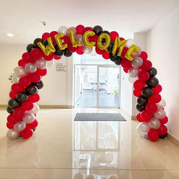 Welcome Balloon Arch Decoration with Welcome Text