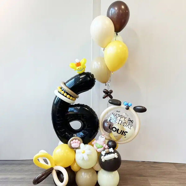 Custom Text Pastel Color Balloon Bouquet for 6th Birthday Balloon Arrangements